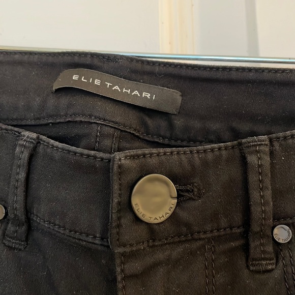 Elie Tahari Skinny Straight Leg Black Jeans Eyelet Cutout Detail - Picture 2 of 5